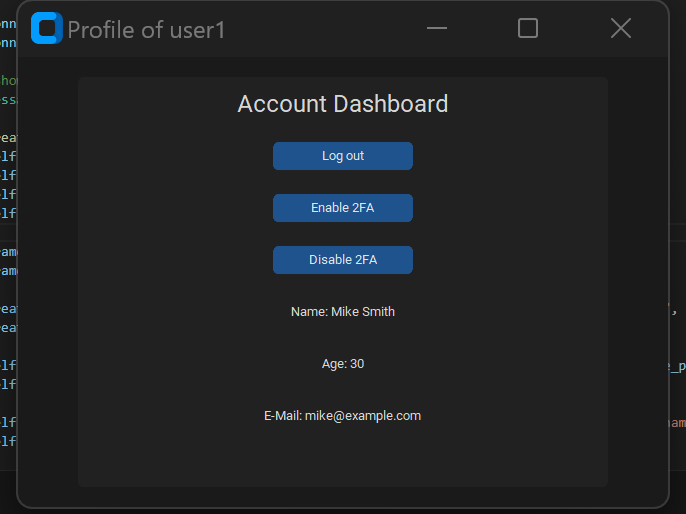 Overview of the account dashboard that the user will see when they log into their account.