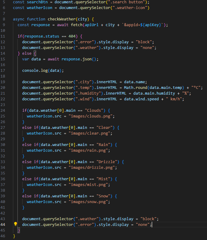 An overview of the javascript which is executed in the program.